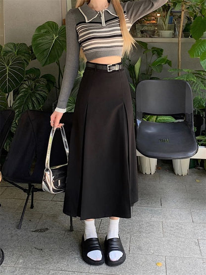 Elevated A-Line Midi Skirt with Smooth Finish