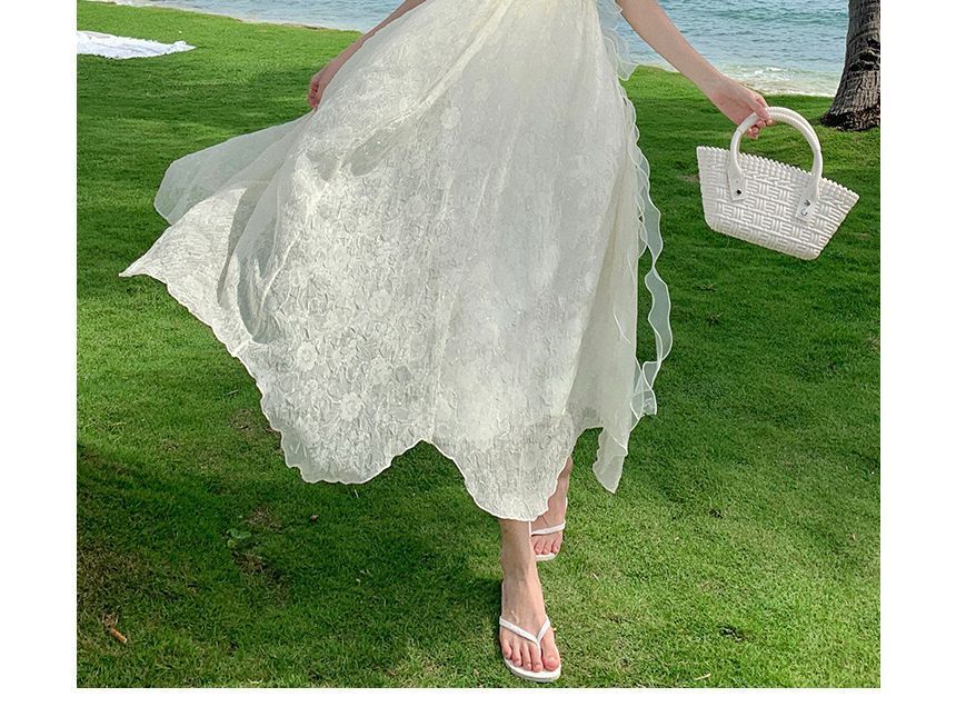Thin Strap Lace Midi A-Line Dress