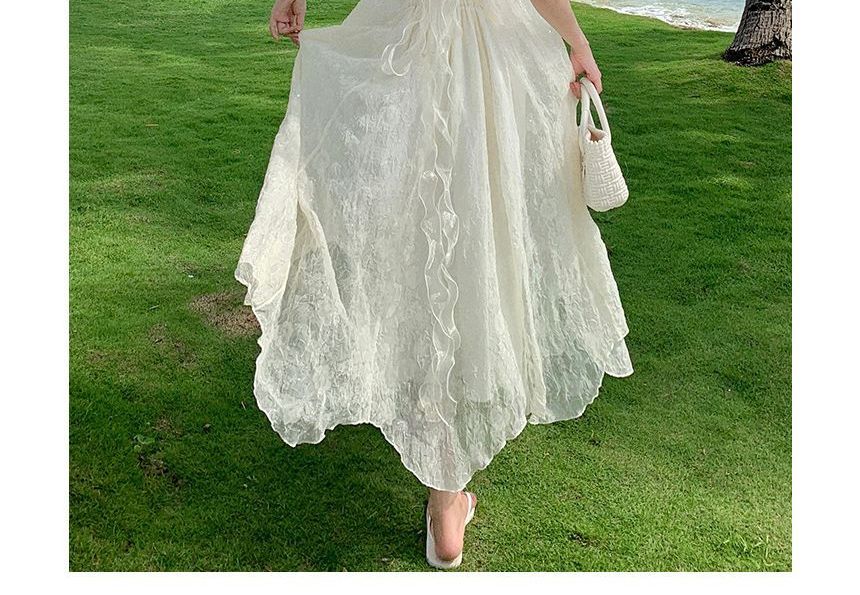 Thin Strap Lace Midi A-Line Dress