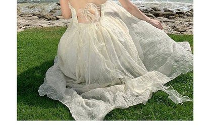 Thin Strap Lace Midi A-Line Dress