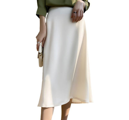 Mid-Rise A-Line Midi Skirt with Minimalist Plain Design