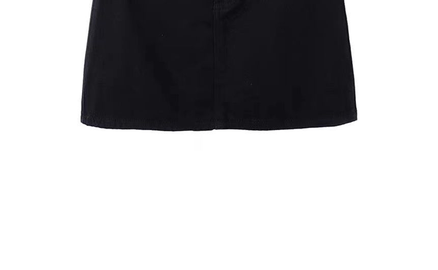 Belted Denim Mini Skirt with Waist Accent
