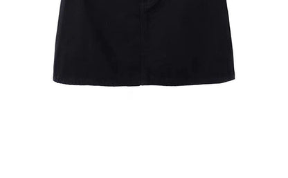Belted Denim Mini Skirt with Waist Accent