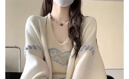 Lace-Up Knit Cardigan
