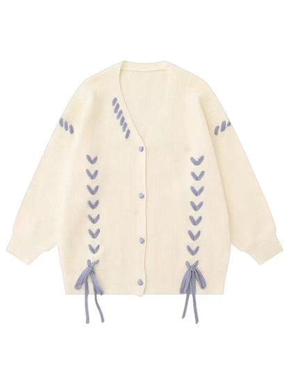 Lace-Up Knit Cardigan