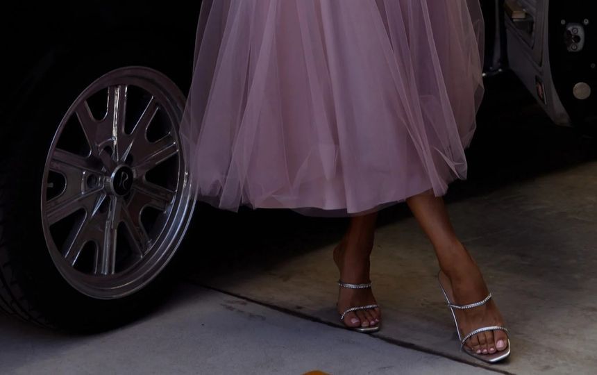 Thin Strap Cowl Neck Tie Waist Mesh Midi A-Line Dress