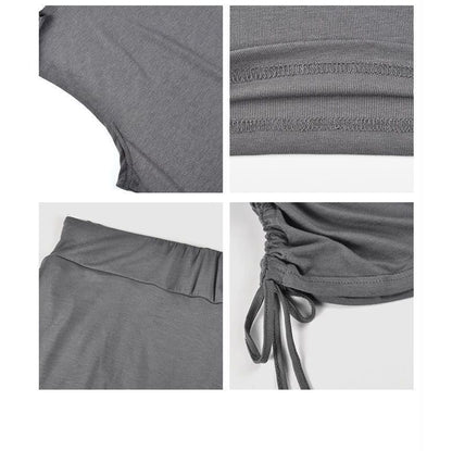 Shirred Drawstring Mini Pencil Skirt with High-Rise Waist