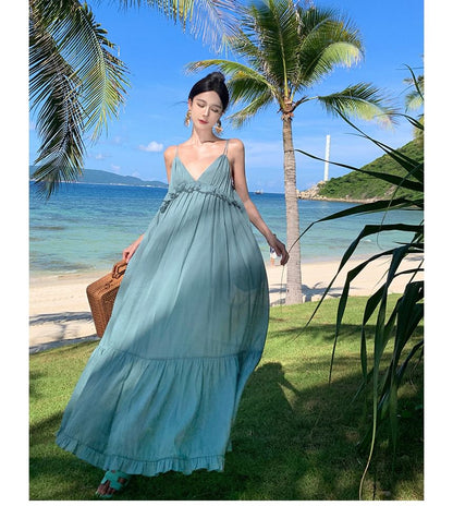 Thin Strap Ruffled Midi Sundress
