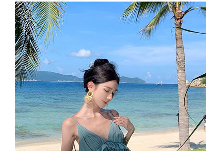 Thin Strap Ruffled Midi Sundress