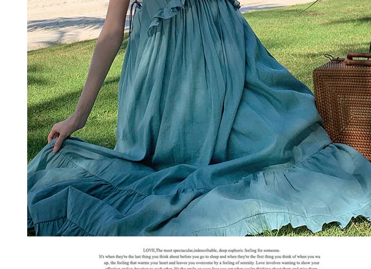 Thin Strap Ruffled Midi Sundress