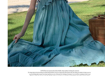 Thin Strap Ruffled Midi Sundress