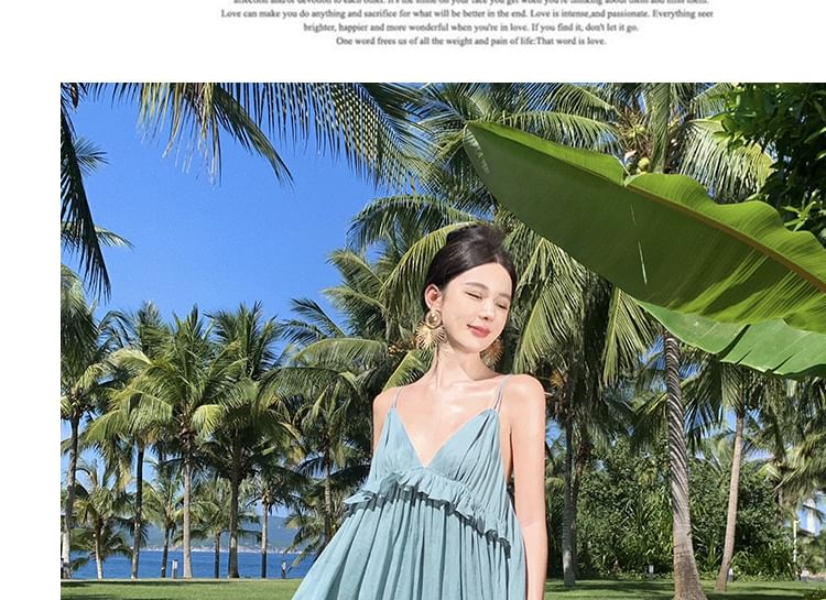 Thin Strap Ruffled Midi Sundress