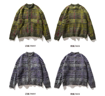 Crewneck Melange Knit Cardigan