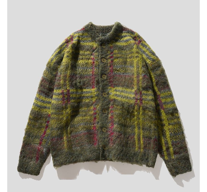 Crewneck Melange Knit Cardigan