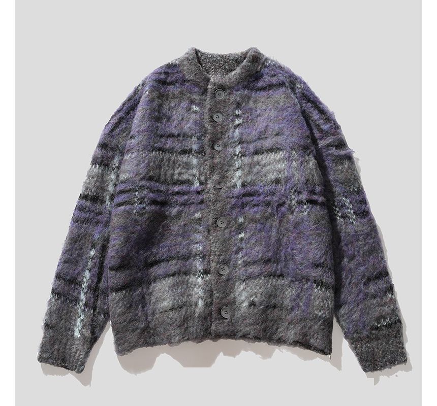 Crewneck Melange Knit Cardigan