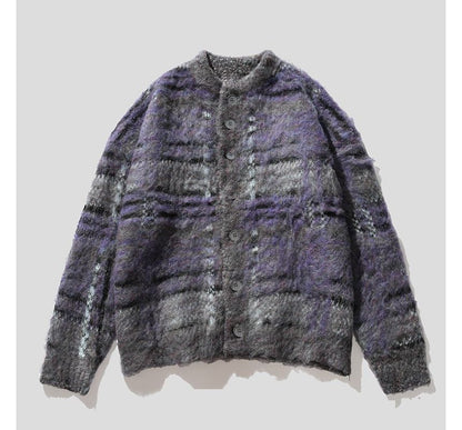 Crewneck Melange Knit Cardigan