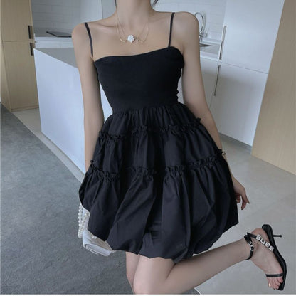 Thin Strap Ruffle Mini A-Line Dress