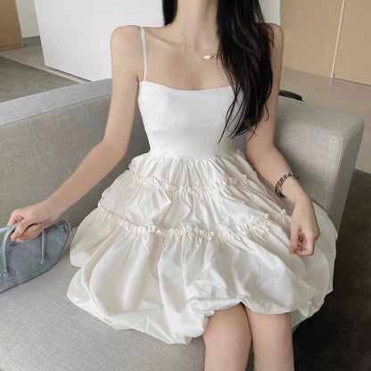 Thin Strap Ruffle Mini A-Line Dress