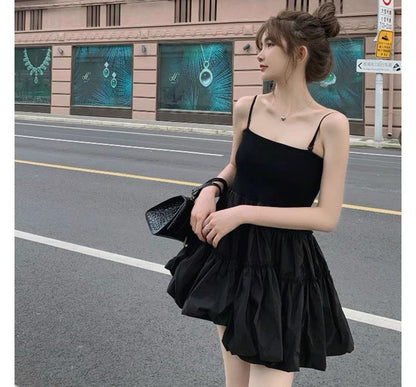 Thin Strap Ruffle Mini A-Line Dress