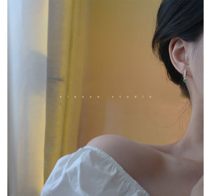 Drop Rhinestone Faux Alloy Square Pearl Earring