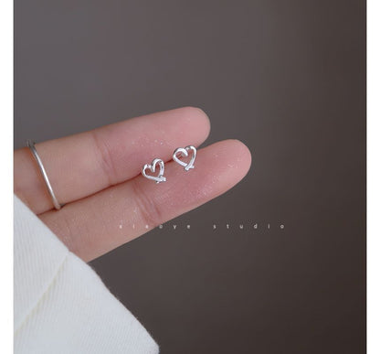 Stud Silver Heart Earring
