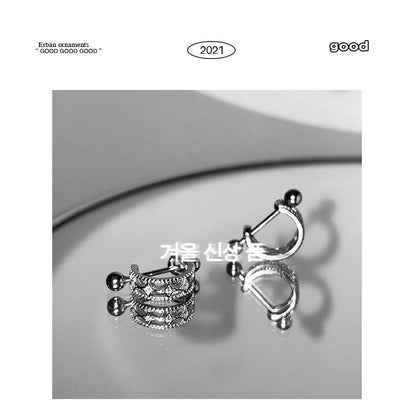 Huggie Sterling Barbell Cutout Earring Silver