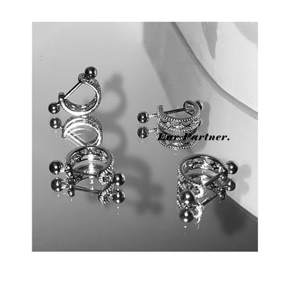 Huggie Sterling Barbell Cutout Earring Silver
