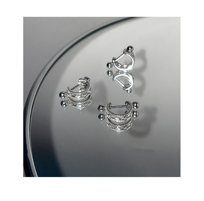 Huggie Sterling Barbell Cutout Earring Silver