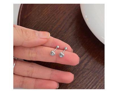 Moonstone Earring Silver Sterling Heart Barbell