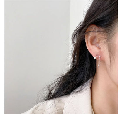 Silver Huggie Pearl Sterling Earring Faux