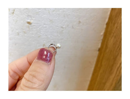 Silver Huggie Pearl Sterling Earring Faux