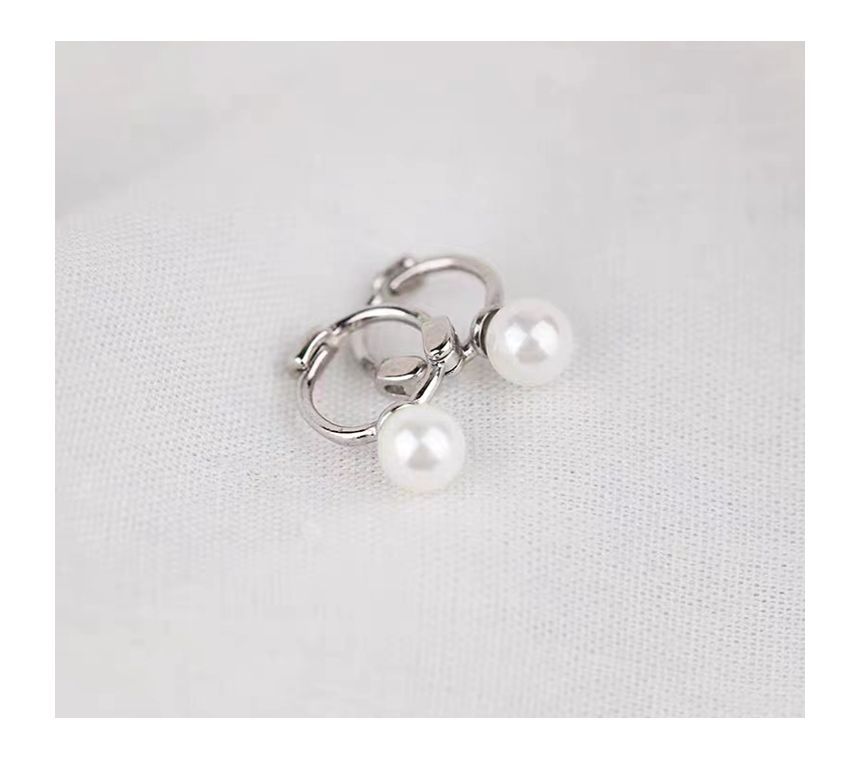 Silver Huggie Pearl Sterling Earring Faux