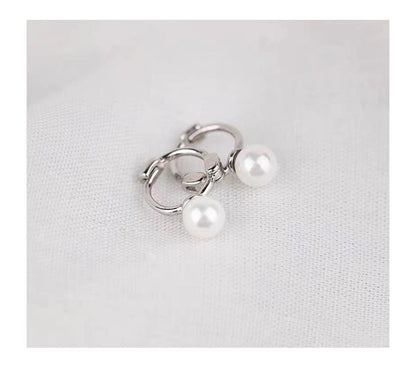 Silver Huggie Pearl Sterling Earring Faux