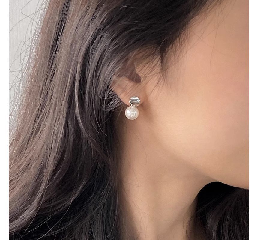 Silver Earring Sterling Faux Pearl Drop