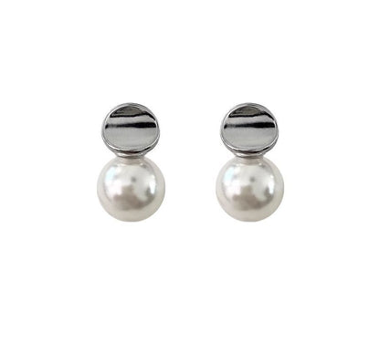Silver Earring Sterling Faux Pearl Drop