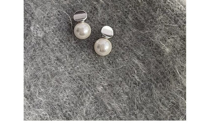 Silver Earring Sterling Faux Pearl Drop