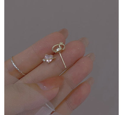 Planet Rhinestone Silver Heart Sterling Earring Stud