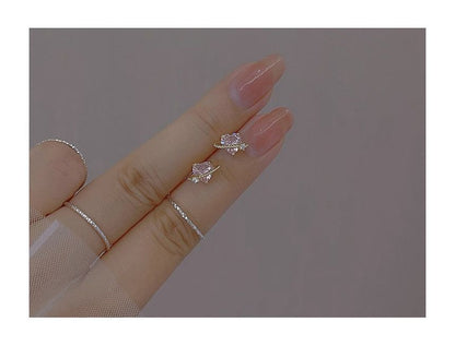 Planet Rhinestone Silver Heart Sterling Earring Stud