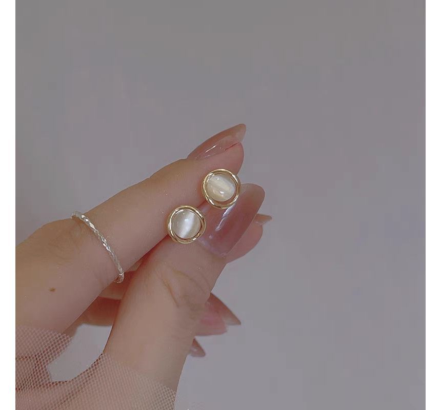 Eye Alloy Cat Stone Earring Faux Stud