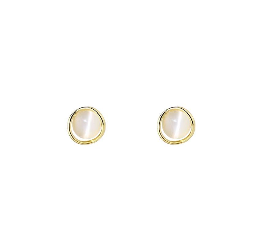 Eye Alloy Cat Stone Earring Faux Stud
