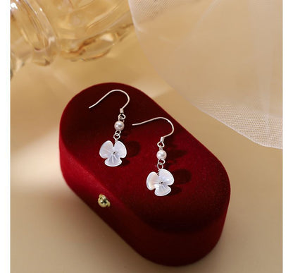 Floral Acrylic Pearl Faux Earring Dangle Alloy
