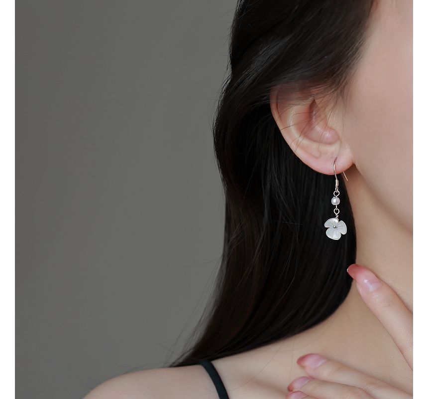 Floral Acrylic Pearl Faux Earring Dangle Alloy