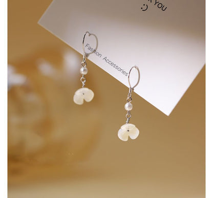 Floral Acrylic Pearl Faux Earring Dangle Alloy