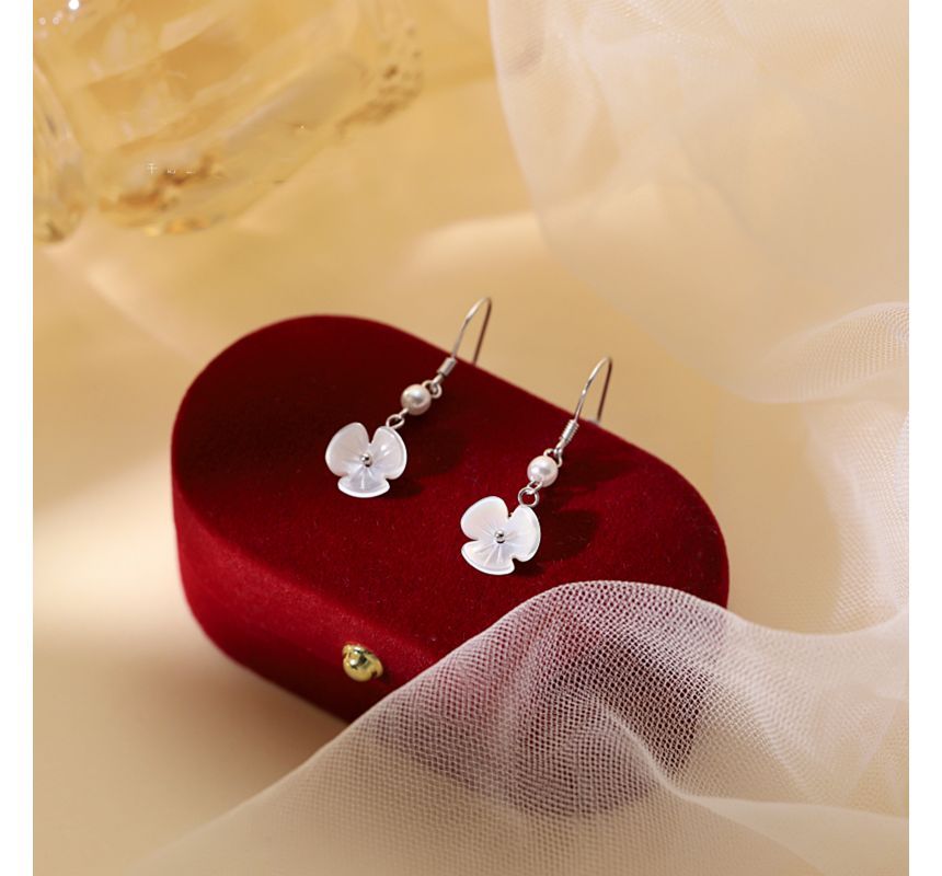 Floral Acrylic Pearl Faux Earring Dangle Alloy