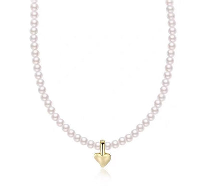 Heart Faux Pendant Choker Pearl