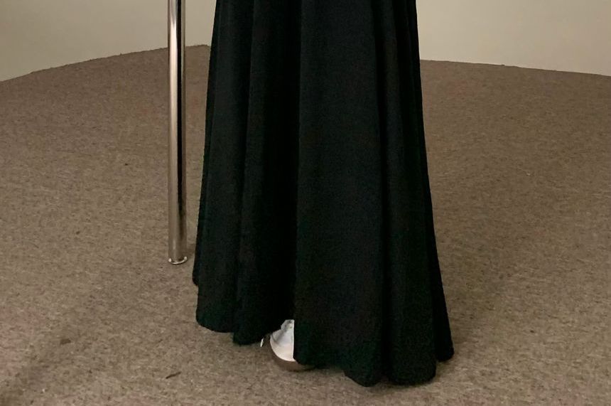 Maxi A-Line Skirt with Elastic Waistband and Plain Finish