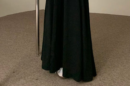 Maxi A-Line Skirt with Elastic Waistband and Plain Finish