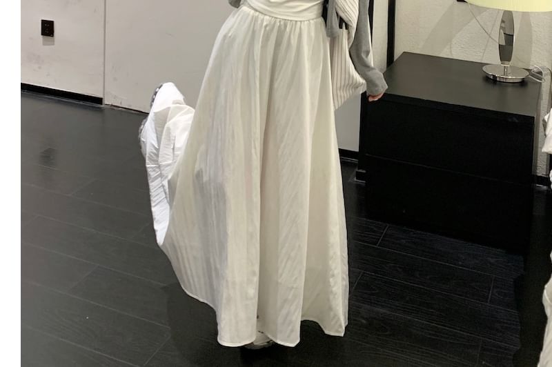 Scoop Neck Tank Top, High-Waist Maxi A-Line Skirt, and Light Jacket