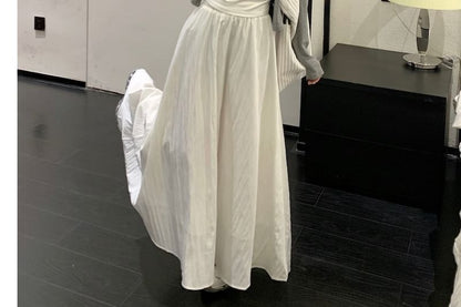 Scoop Neck Tank Top, High-Waist Maxi A-Line Skirt, and Light Jacket