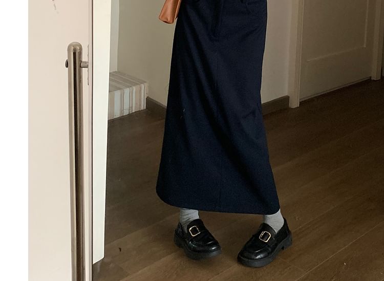 High-Waist Maxi A-Line Skirt, Ruffle Cardigan, and Bow Brooch Set